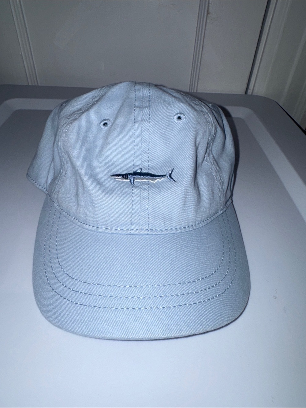 Light Blue Shark Embroidered Cotton Baseball Kids Cap